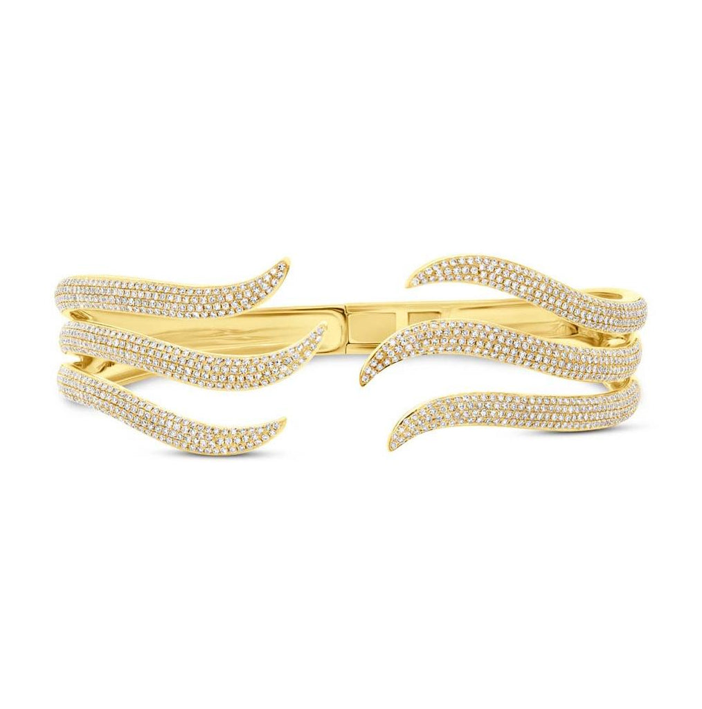 2.39 Ctw 14k Yellow Gold Diamond Pave Bangle Bracelet