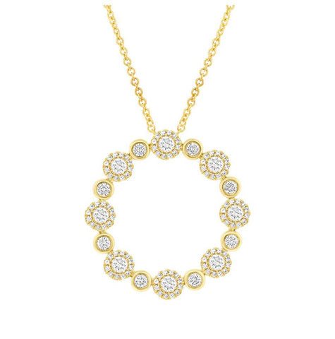 1.07 Ctw 14k Yellow Gold Diamond Necklace