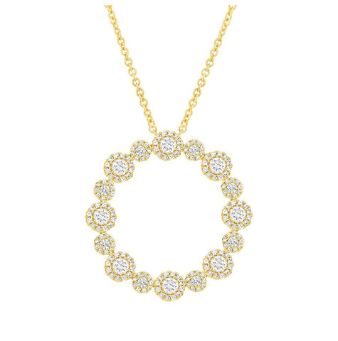 1.14 Ctw 14k Yellow Gold Diamond Necklace