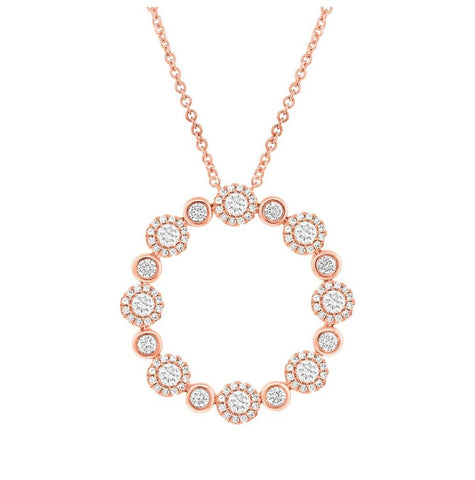 1.07 Ctw 14k Rose Gold Diamond Necklace