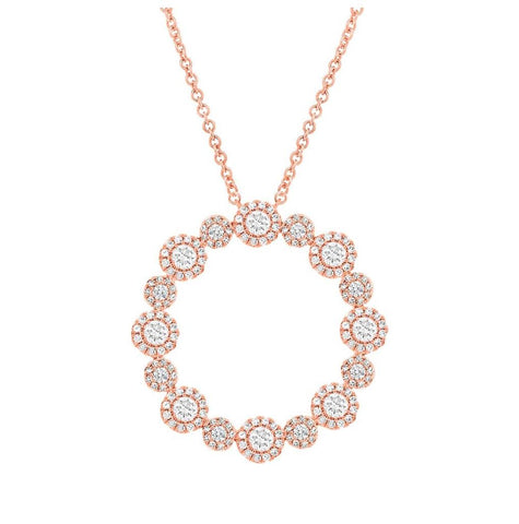 1.14 Ctw 14k Rose Gold Diamond Necklace