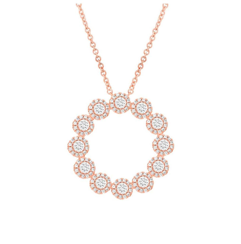 1.18 Ctw 14k Rose Gold Diamond Necklace