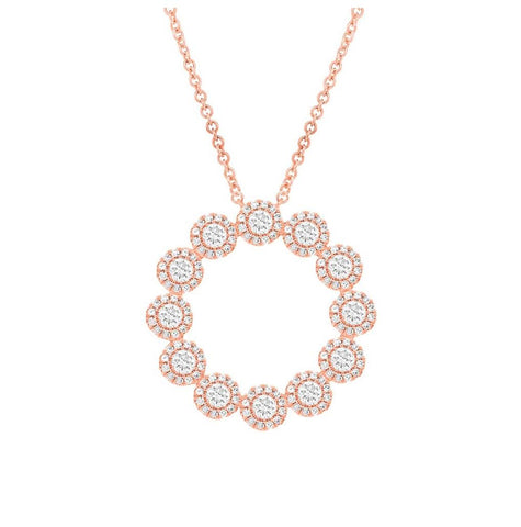 1.18 Ctw 14k Rose Gold Diamond Necklace