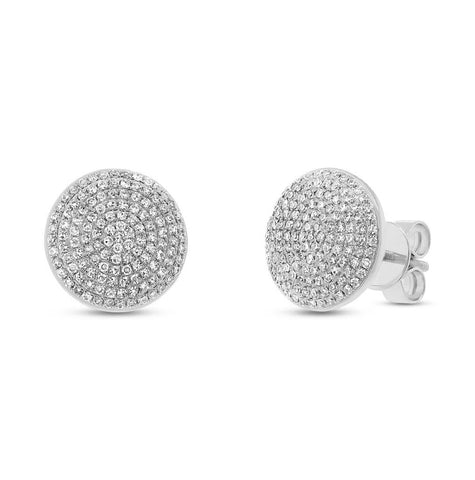 0.66 Ctw 14k White Gold Diamond Pave Circle Stud Earring