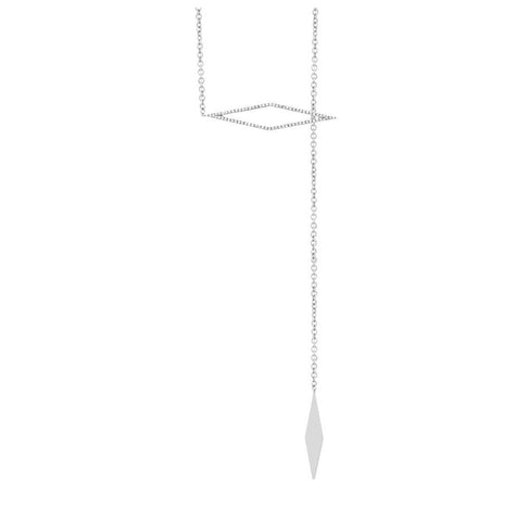 0.23 Ctw 14k White Gold Diamond Lariat Necklace