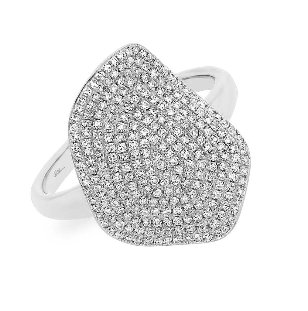 0.57 Ctw 14k White Gold Diamond Pave Womens Ring Size 8.5