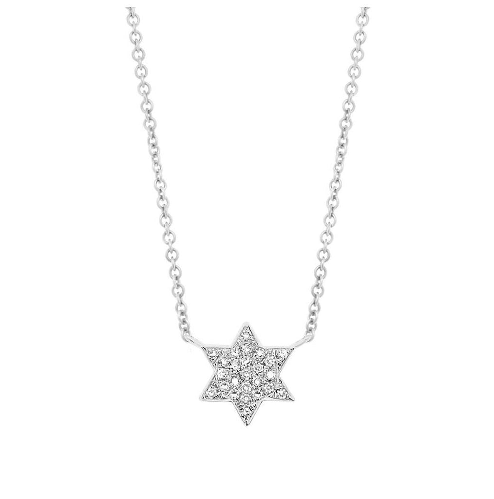 0.06 Ctw 14k White Gold Diamond Star Of David Necklace