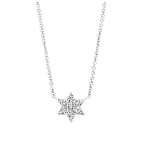 0.06 Ctw 14k White Gold Diamond Star Of David Necklace