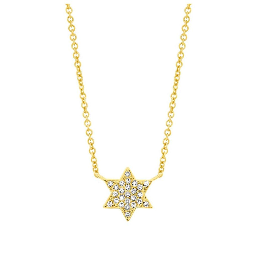 0.06 Ctw 14k Yellow Gold Diamond Star Of David Necklace