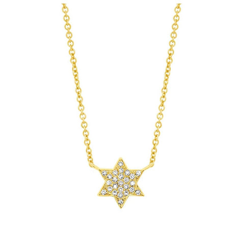 0.06 Ctw 14k Yellow Gold Diamond Star Of David Necklace