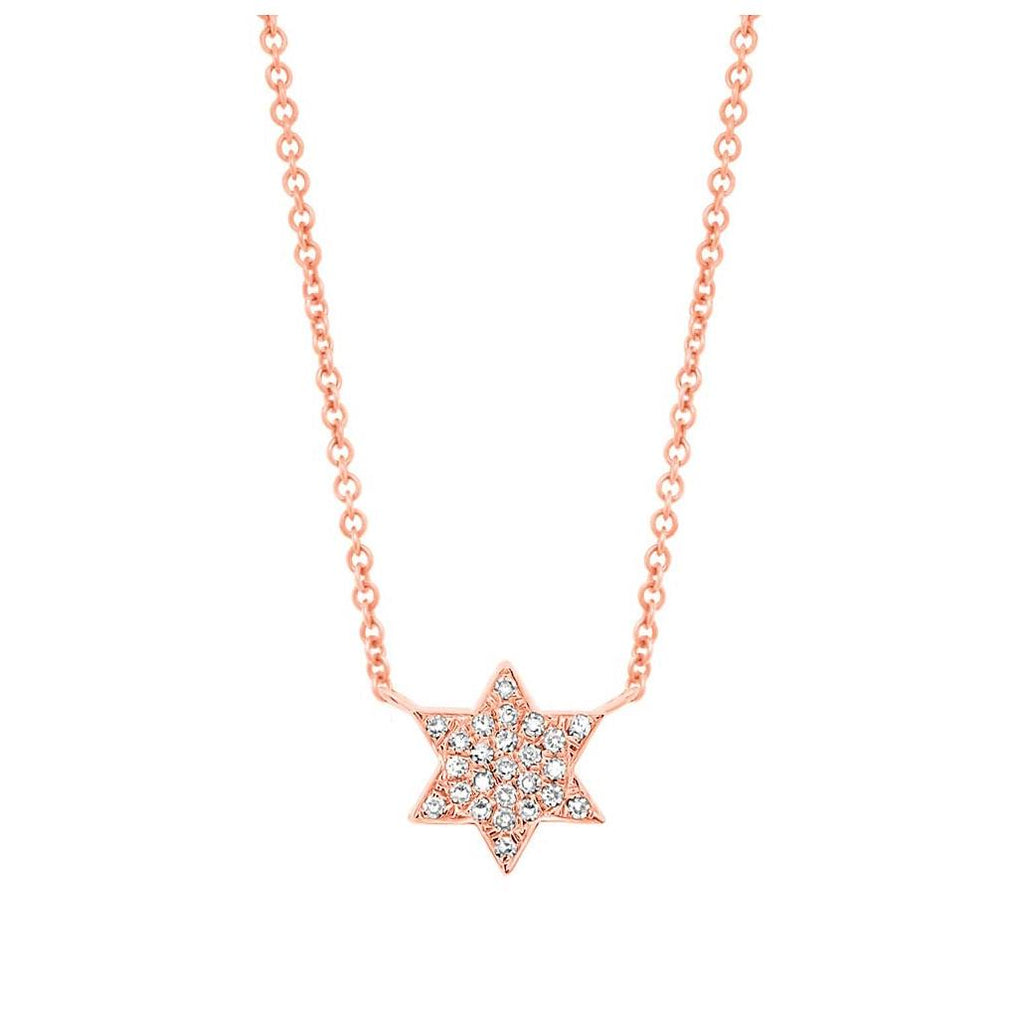 0.06 Ctw 14k Rose Gold Diamond Star Of David Necklace