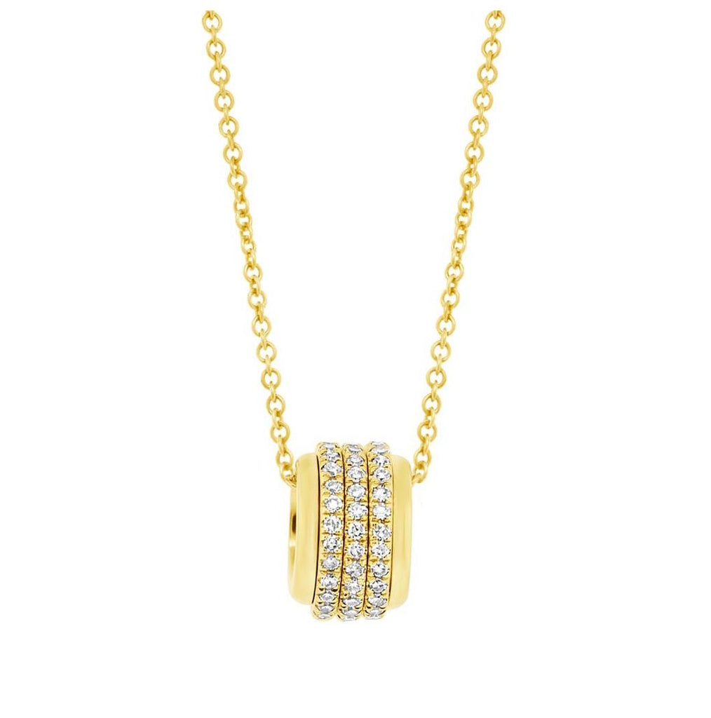 0.22 Ctw 14k Yellow Gold Diamond Barrel Pendant Necklace With 18 Inch Chain