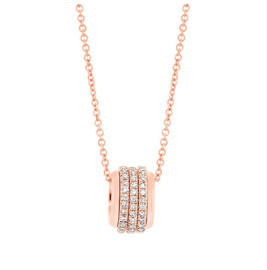 0.22 Ctw 14k Rose Gold Diamond Barrel Pendant Necklace With 18 Inch Chain