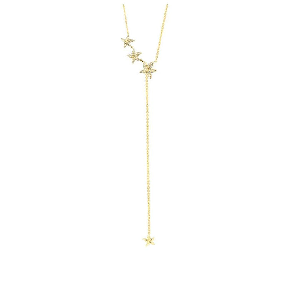 0.24 Ctw 14k Yellow Gold Diamond Starfish Lariat Necklace