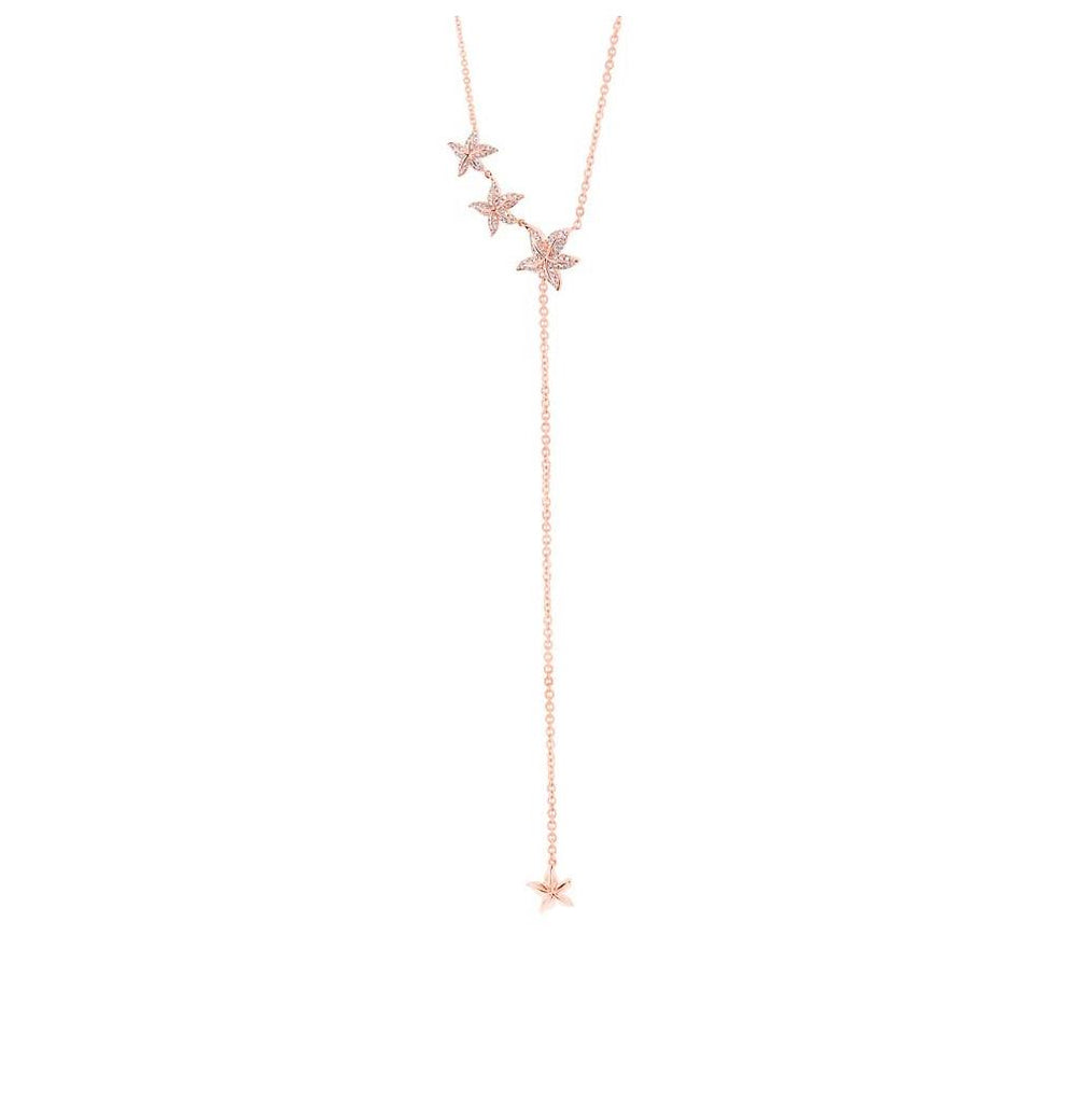 0.24 Ctw 14k Rose Gold Diamond Starfish Lariat Necklace