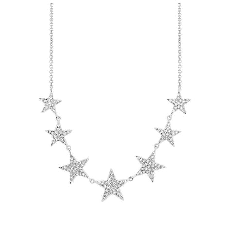 0.35 Ctw 14k White Gold Diamond Star Necklace