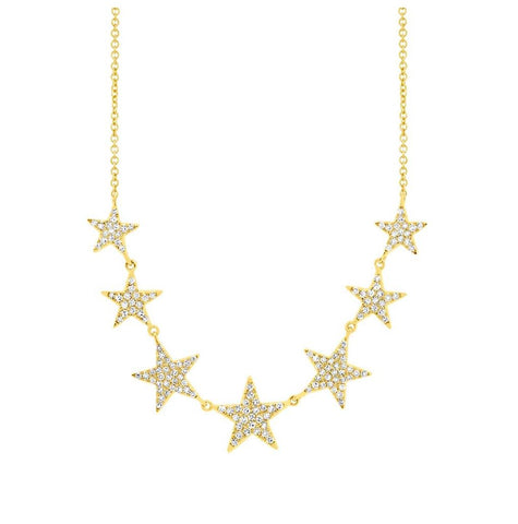 0.35 Ctw 14k Yellow Gold Diamond Star Necklace