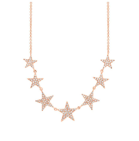 0.35 Ctw 14k Rose Gold Diamond Star Necklace