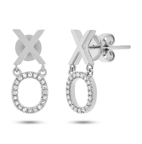 0.11 Ctw 14k White Gold Diamond "xo" Earring