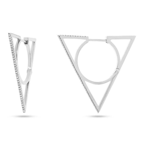 0.21 Ctw 14k White Gold Diamond Triangle Earring