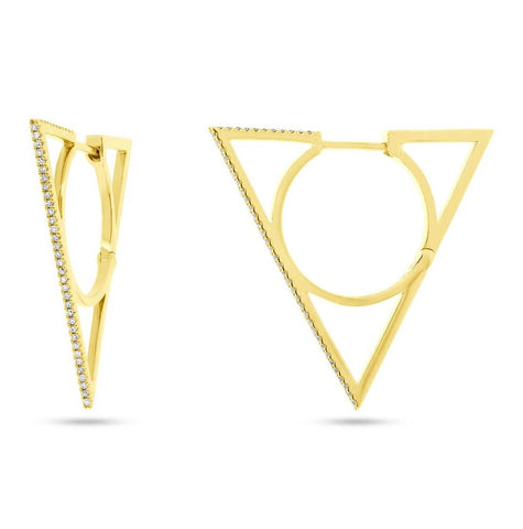 0.21 Ctw 14k Yellow Gold Diamond Triangle Earring