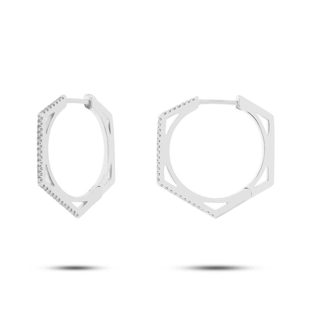 0.15 Ctw 14k White Gold Diamond Hexagon Earring