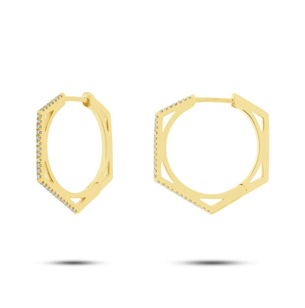 0.15 Ctw 14k Yellow Gold Diamond Hexagon Earring