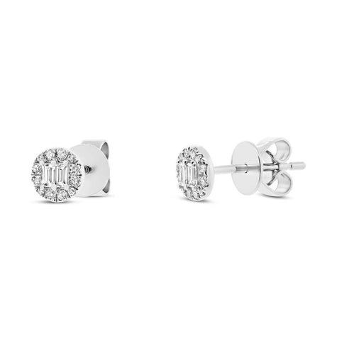 0.20 Ctw 14k White Gold Diamond Baguette Stud Earring