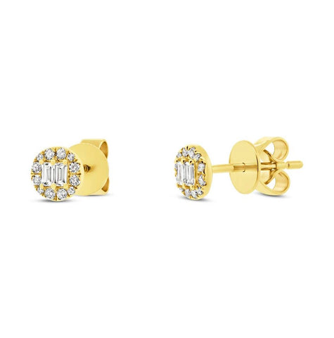 0.20 Ctw 14k Yellow Gold Diamond Baguette Stud Earring