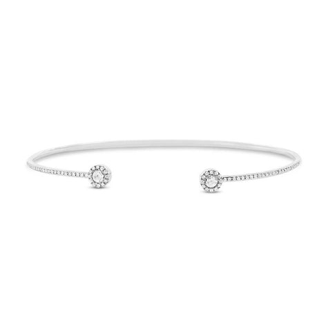 0.33 Ctw 14k White Gold Diamond Rose Cut Bangle Bracelet