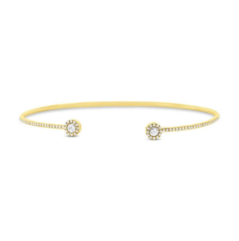 0.33 Ctw 14k Yellow Gold Diamond Rose Cut Bangle Bracelet