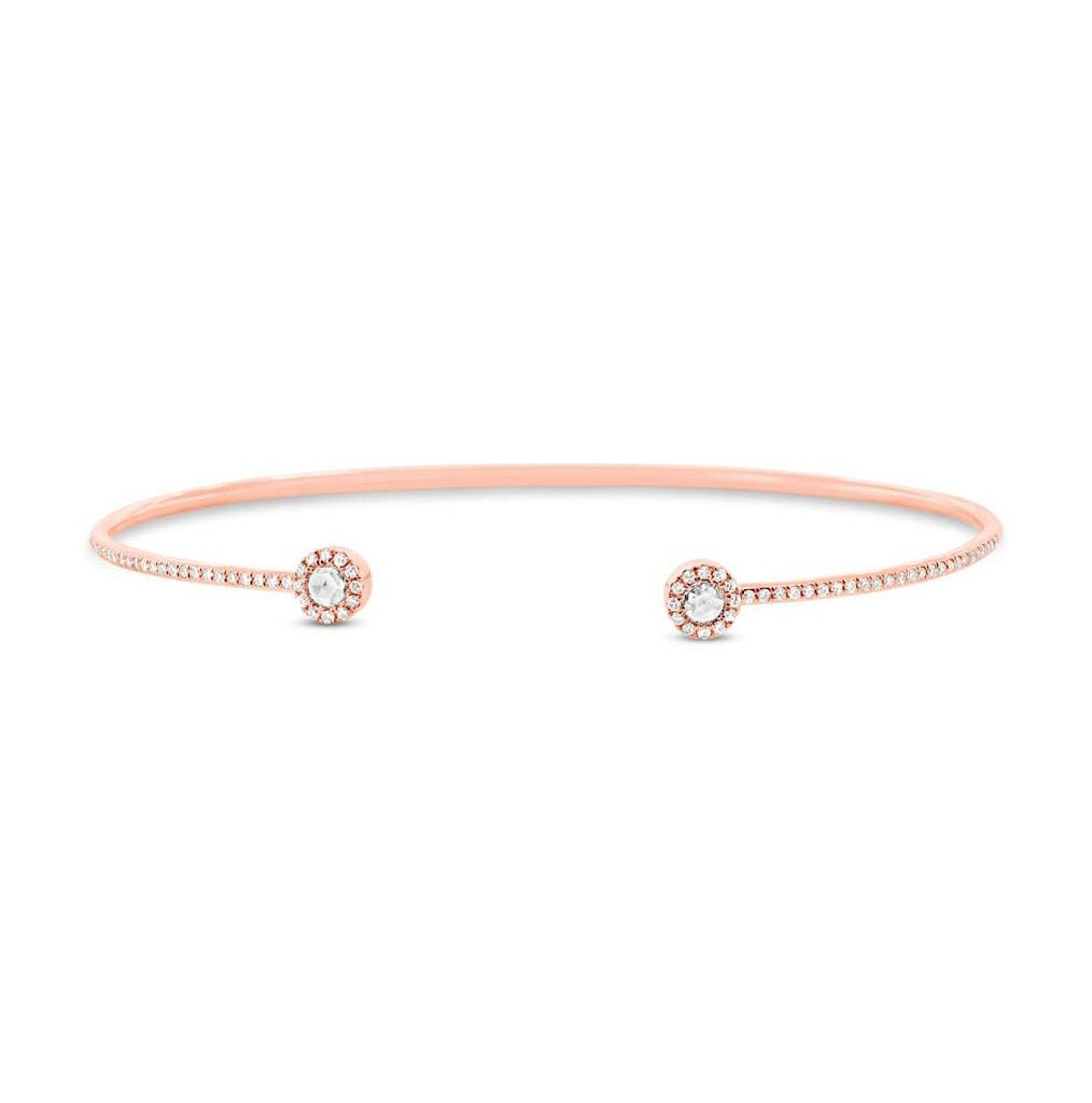 0.33 Ctw 14k Rose Gold Diamond Rose Cut Bangle Bracelet