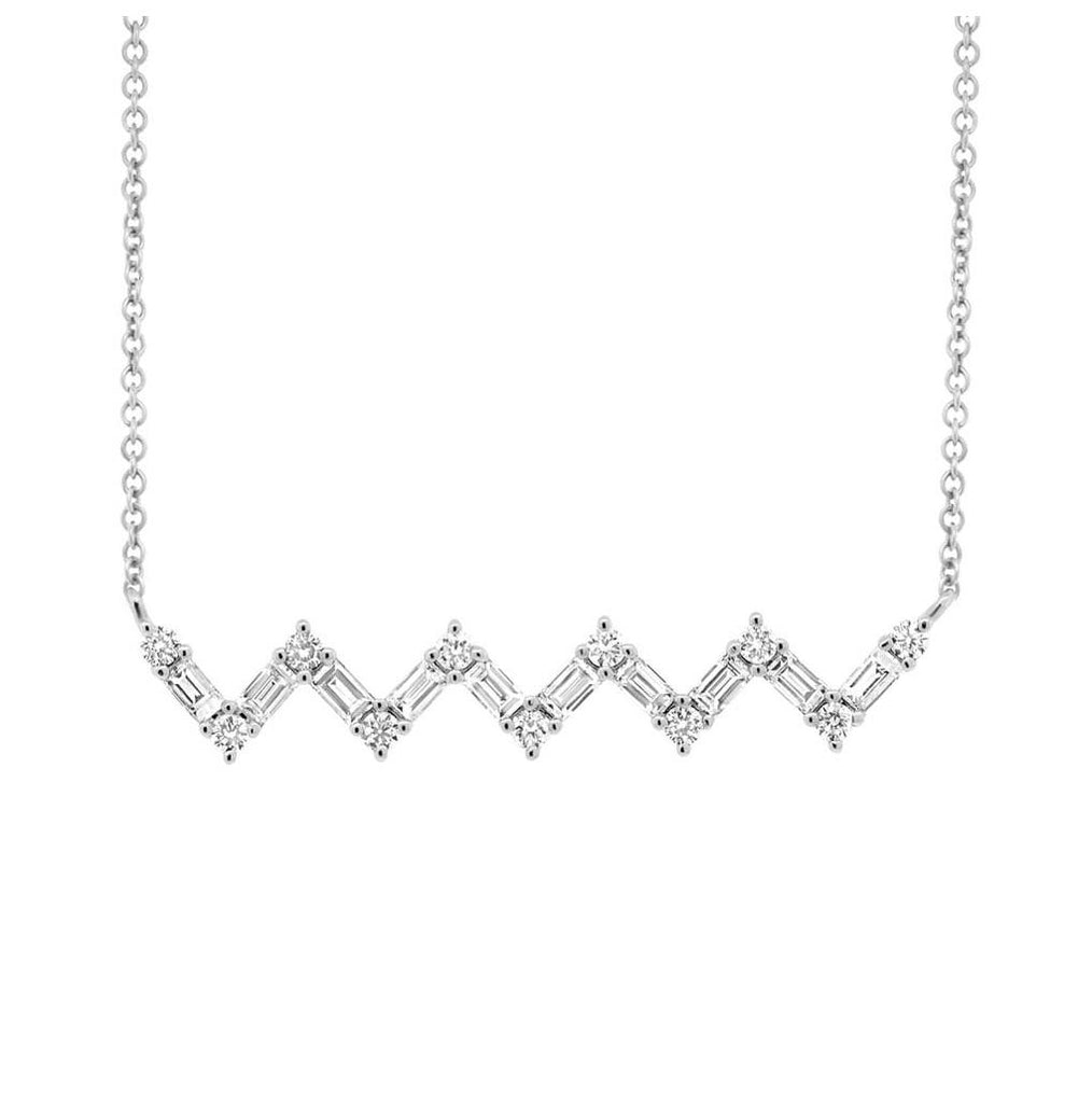 0.38 Ctw 14k White Gold Diamond Baguette Necklace