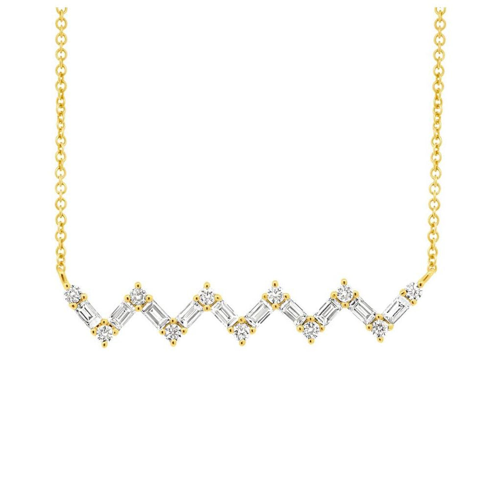 0.38 Ctw 14k Yellow Gold Diamond Baguette Necklace