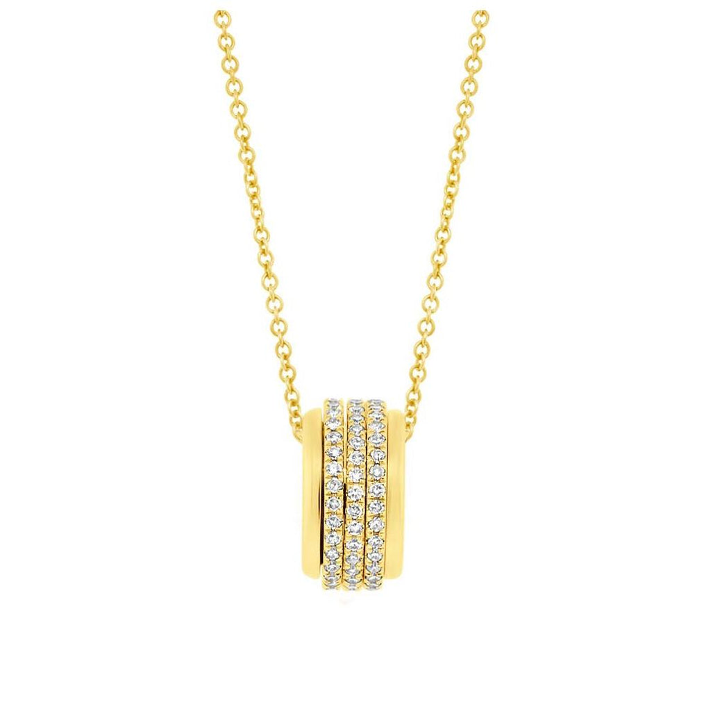 0.27 Ctw 14k Yellow Gold Diamond Barrel Pendant Necklace With 18 Inch Chain