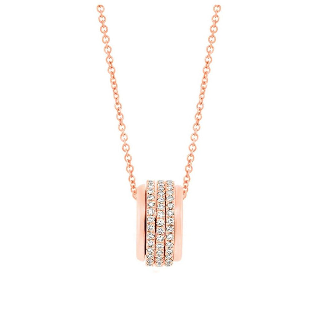 0.27 Ctw 14k Rose Gold Diamond Barrel Pendant Necklace With 18 Inch Chain