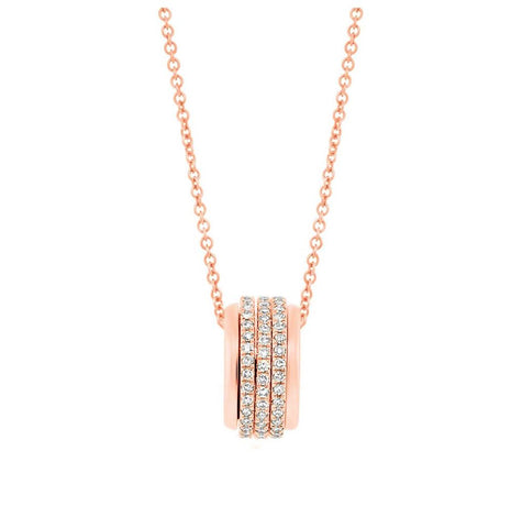 0.27 Ctw 14k Rose Gold Diamond Barrel Pendant Necklace With 18 Inch Chain