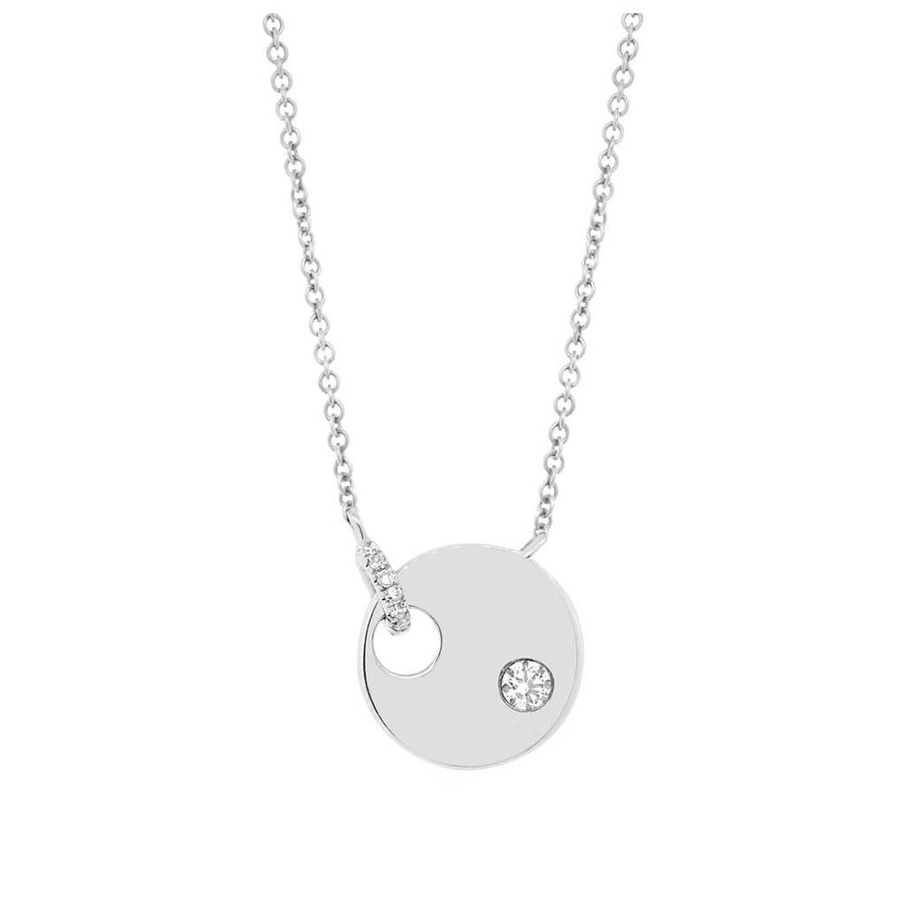 0.05 Ctw 14k White Gold Diamond Circle Necklace