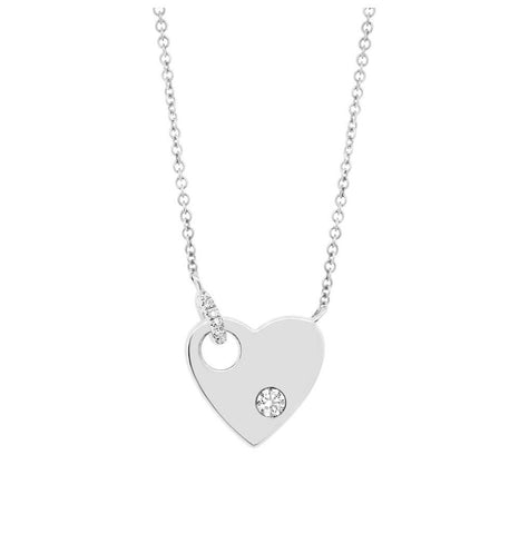 0.05 Ctw 14k White Gold Diamond Heart Necklace