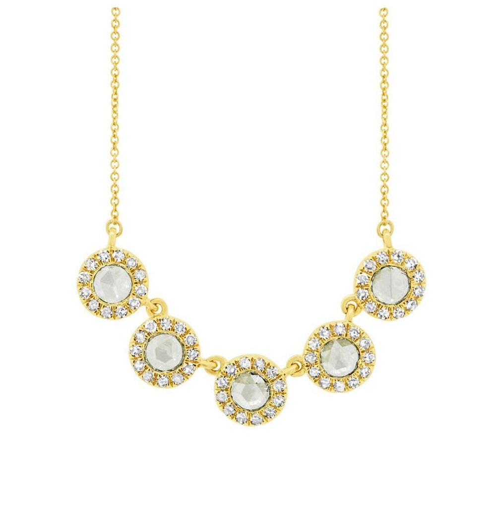 0.36 Ctw 14k Yellow Gold Diamond Rose Cut Necklace