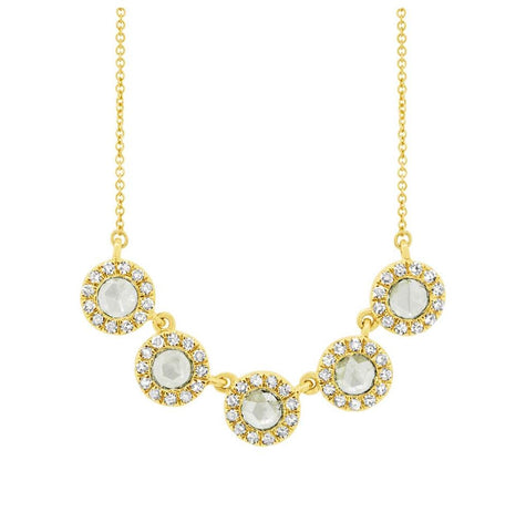 0.36 Ctw 14k Yellow Gold Diamond Rose Cut Necklace