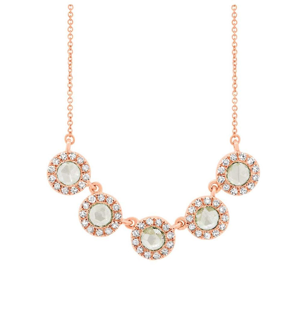 0.36 Ctw 14k Rose Gold Diamond Rose Cut Necklace