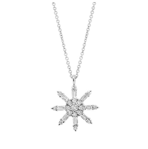 0.33 Ctw 14k White Gold Diamond Baguette Necklace