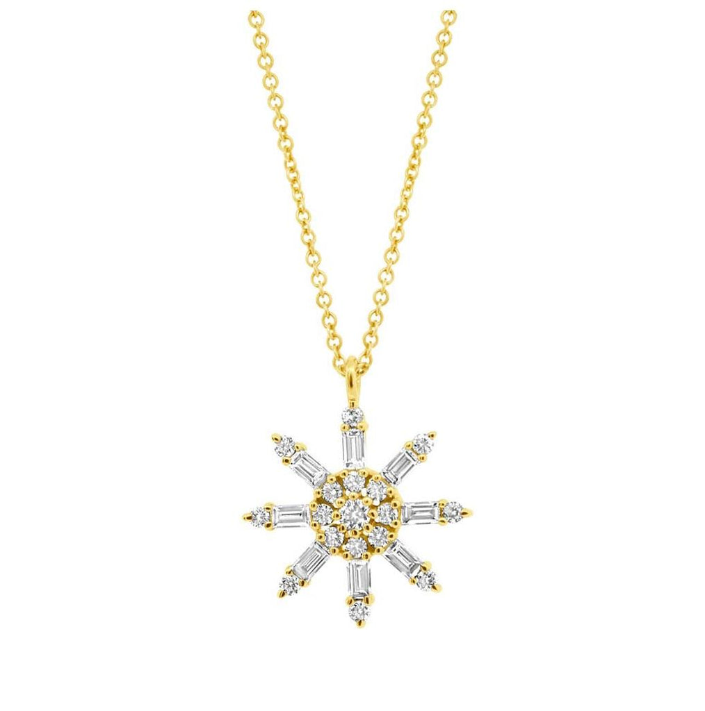 0.33 Ctw 14k Yellow Gold Diamond Baguette Necklace