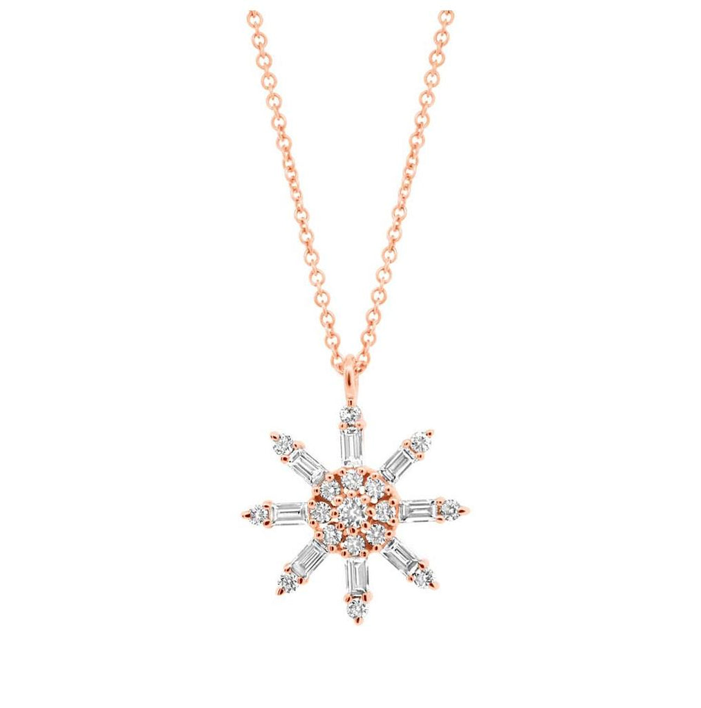 0.33 Ctw 14k Rose Gold Diamond Baguette Necklace