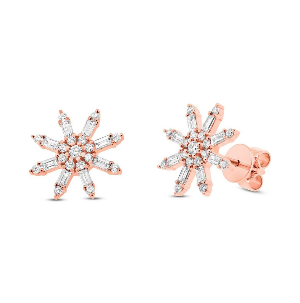 0.64 Ctw 14k Rose Gold Diamond Baguette Earring