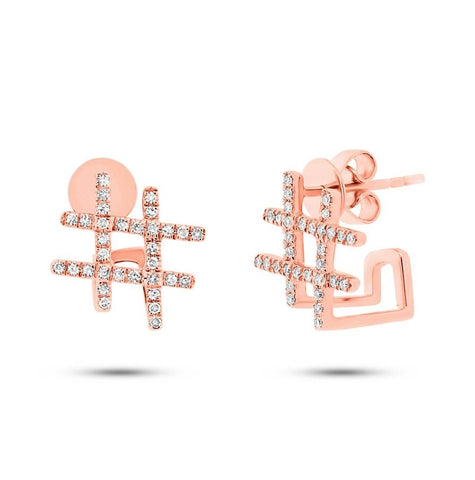 0.17 Ctw 14k Rose Gold Diamond Hashtag Earring