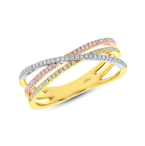 0.18 Ctw 14k Three-tone Gold Diamond Womens Bridge Ring