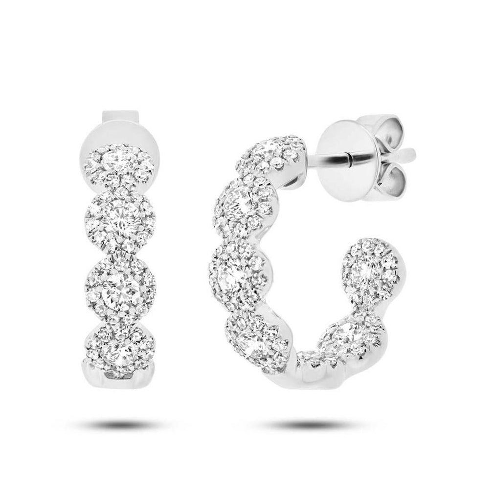 1.15 Ctw 14k White Gold Diamond Hoop Earring