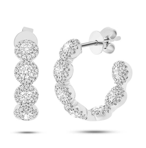 1.84 Ctw 14k White Gold Diamond Hoop Earring